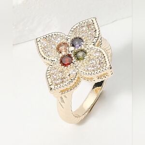 Elegant Gold Multi-Color Gemstone Ring
